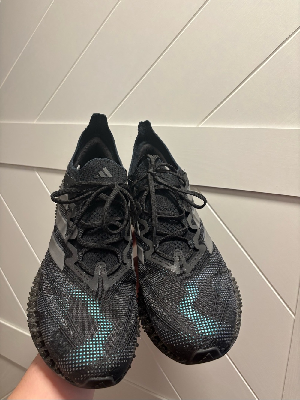 Men's Black Athletic Running Shoes with Teal Accents Adidas